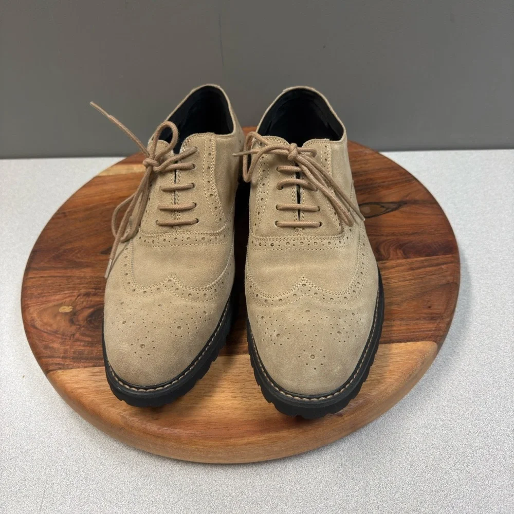 Elegant Tan Suede Derby Shoes‎